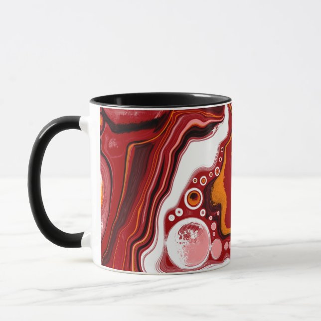 Personalized Burgundy White Digital Fluid Art   Mug (Left)