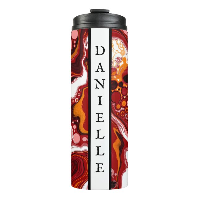 Personalized Burgundy White Digital Fluid Art    Thermal Tumbler (Front)