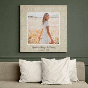 Personalized Burlap Canvas   Photo of Graduate Print