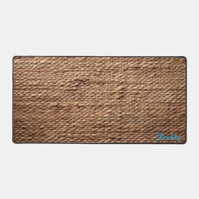 Personalized Burlap Cover Image Desk Mat (Front)