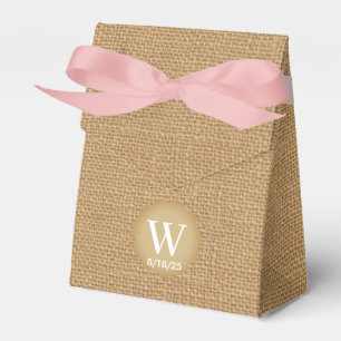 Personalized Burlap Monogram Wedding Favor Box