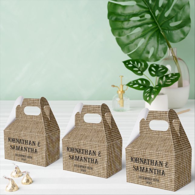Personalized Burlap Nature Favour Boxes – Rustic  (Multiple)