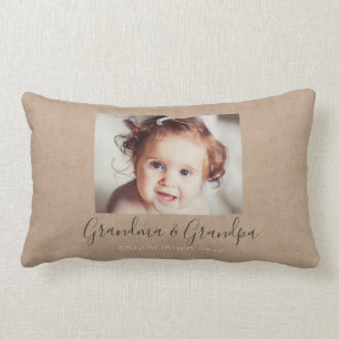 Personalized Burlap Photo Throw Pillow