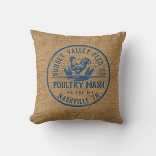 Personalized Burlap Styled Grain Sack Throw Pillow