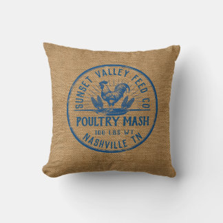 Personalized Burlap Styled Grain Sack  Throw Pillow