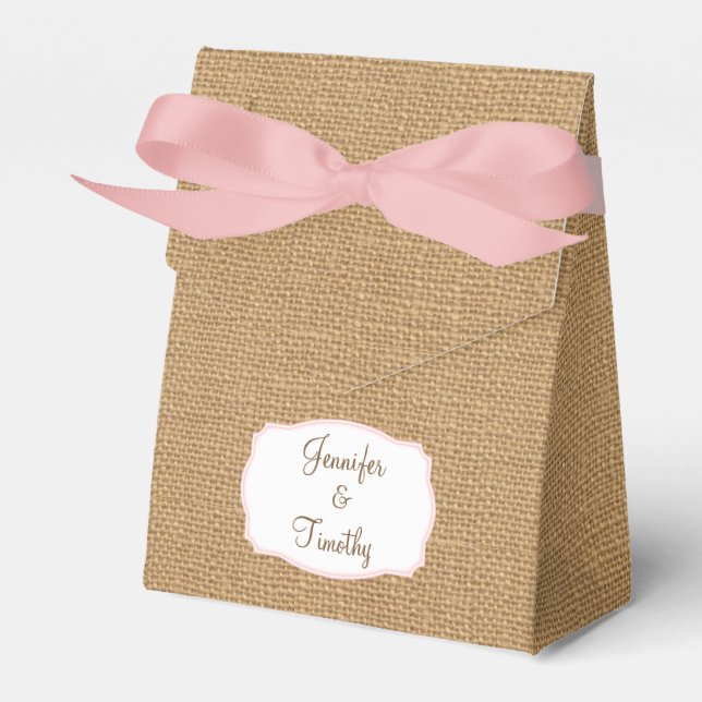 Personalized Burlap Tent Favour Box (Front Side)