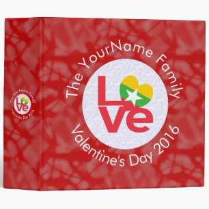 Personalized Burma Myanmar Red LOVE Flag Binder