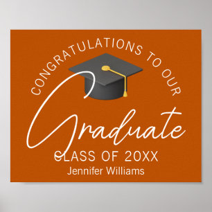 Personalized Burnt Orange 2026 Graduation Party Poster