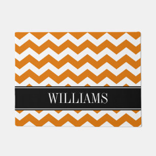 Personalized Burnt Orange and Black Chevron Doormat