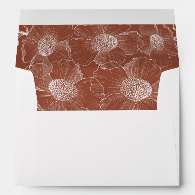 Personalized Burnt Orange Line Art  Envelope (Back (Bottom))
