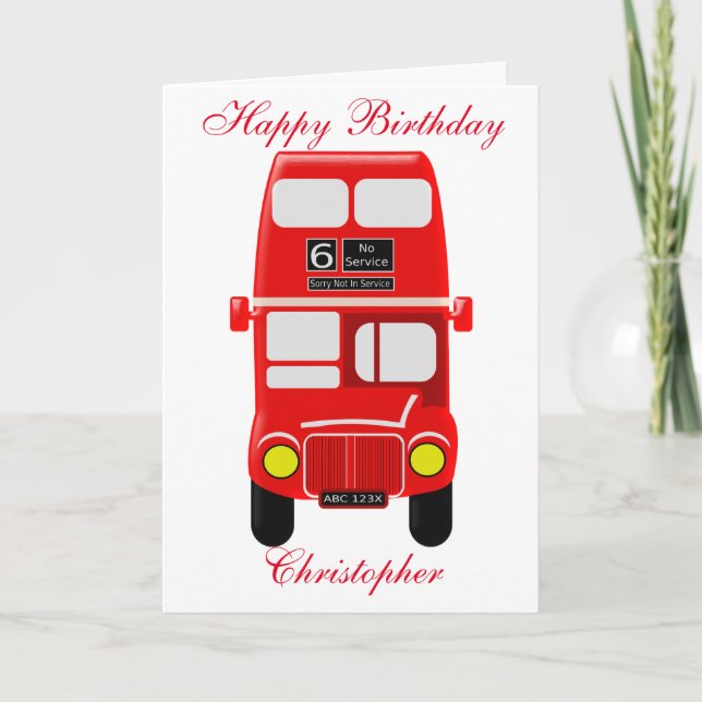 Personalized Bus Birthday Card (Front)