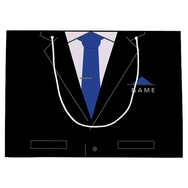 Personalized Business Black Suit Necktie Gift Bag (Front)