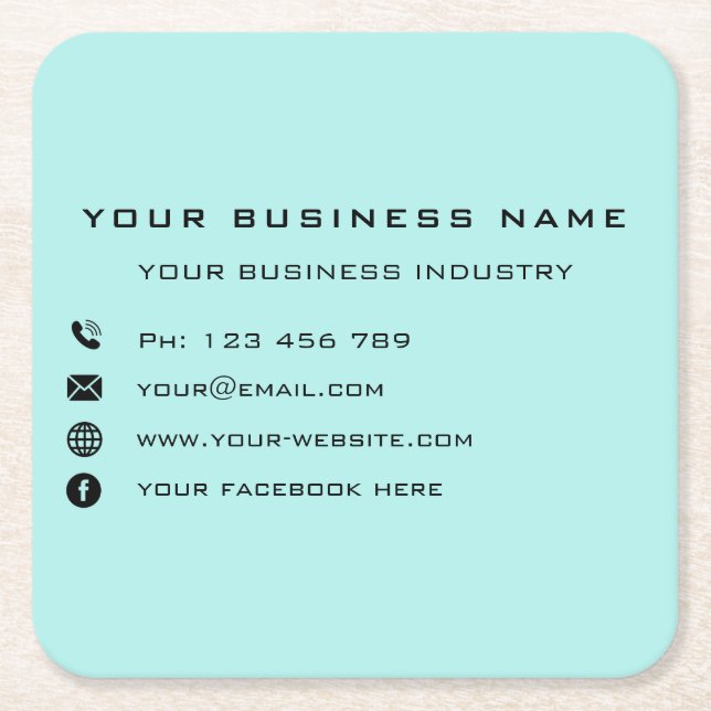 Personalized Business Card Design Paper Coaster (Front)