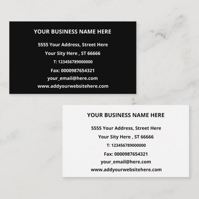 Personalized Business Card Your Colours and Fonts (Front/Back)