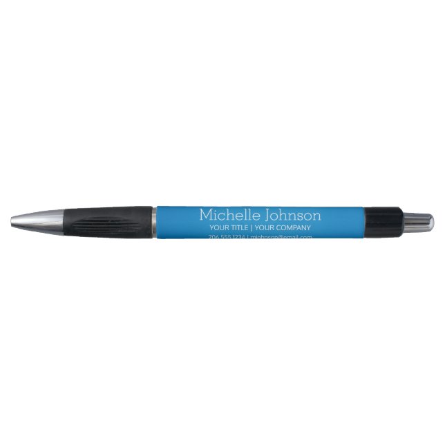Personalized Business Cerulean Blue Grainy Texture Pen (Front)