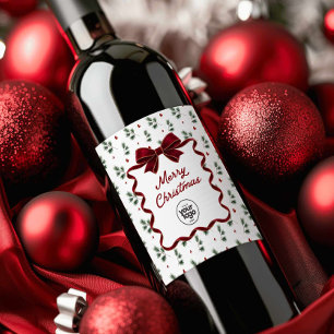 Personalized Business Christmas Wine Bottle Label