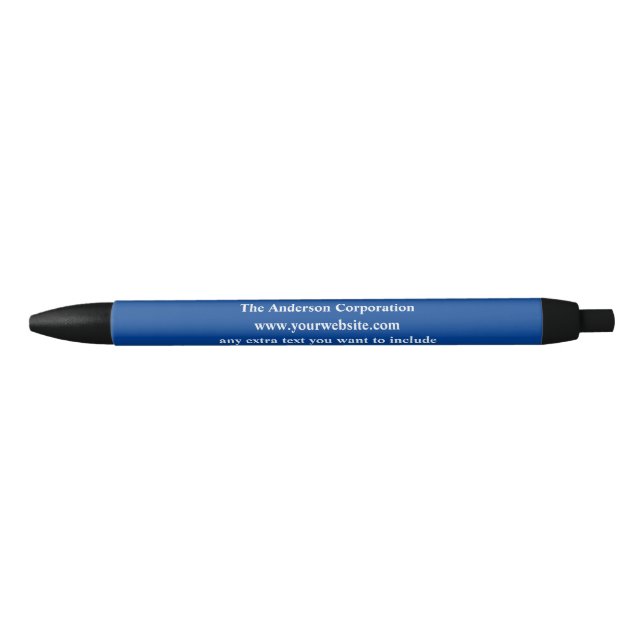 Personalized Business Corporate Company Blue White Black Ink Pen (Front)