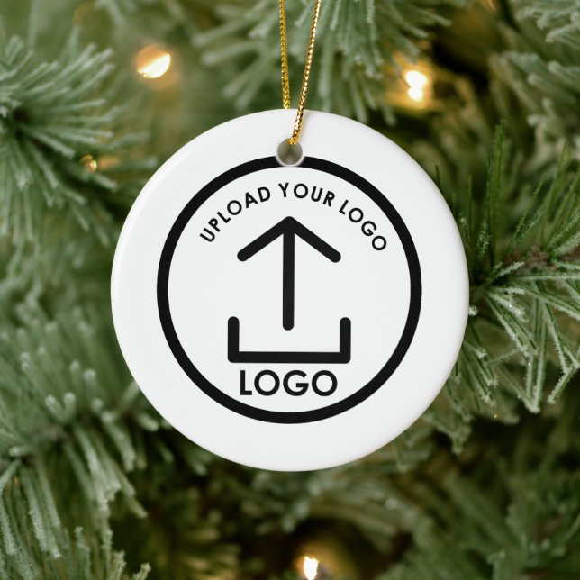 Personalized Business Custom Round Logo Christmas Ceramic Ornament (Tree)