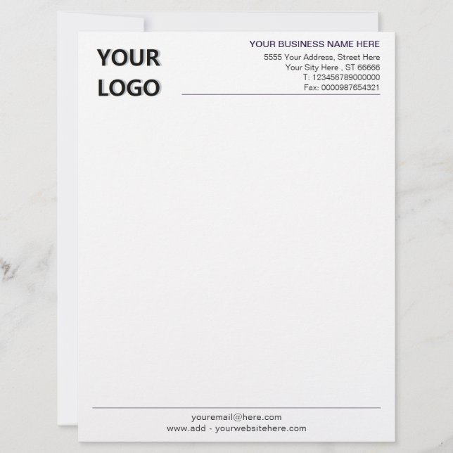 Personalized Business Letterhead with Logo Example (Front)