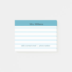 Personalized Business lines Blue Stripe Teacher Post-it Notes