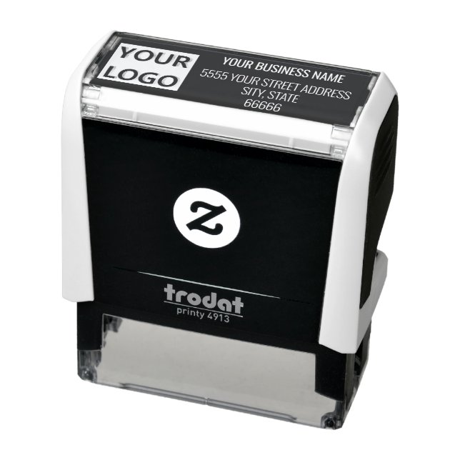 Personalized Business Logo Address Black and White Self-inking Stamp (Product)