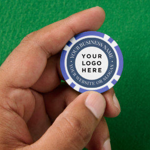 Personalized Business Logo and Text Elegant Blue Poker Chips