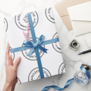 Personalized Business Logo Bakery Black White Wrapping Paper