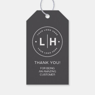 Personalized Business Logo Dark Grey Gift Tags