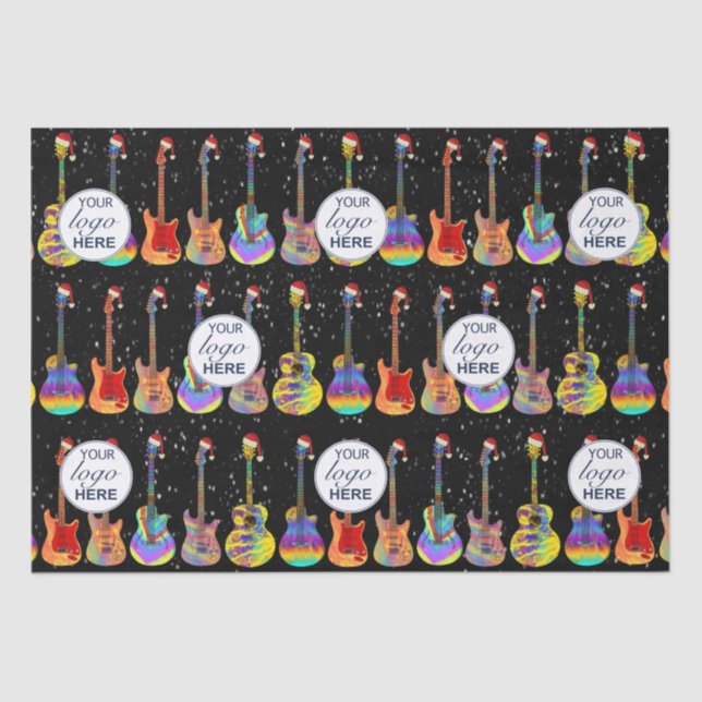 Personalized Business Logo Guitar Christmas Tissue Paper (Front)