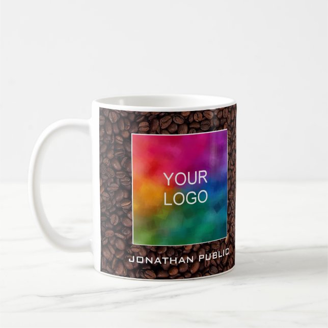 Personalized Business Logo Here Add Name Text Coffee Mug (Left)