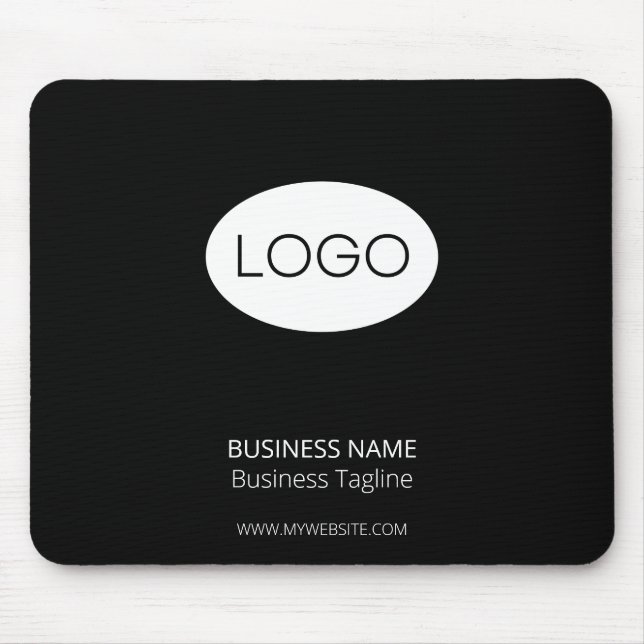 Personalized Business Logo, Modern Black Mouse Pad (Front)