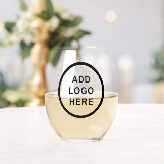 Personalized Business Logo Name Address Website Stemless Wine Glass