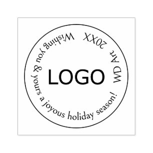 Personalized Business Logo, Name and Holiday Wish Rubber Stamp