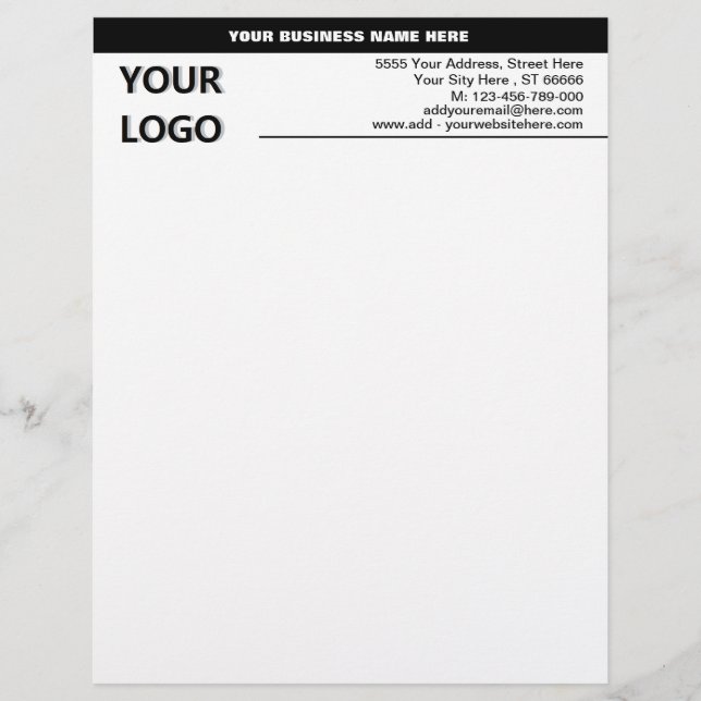 Personalized Business Logo Name Info Letterhead (Front)