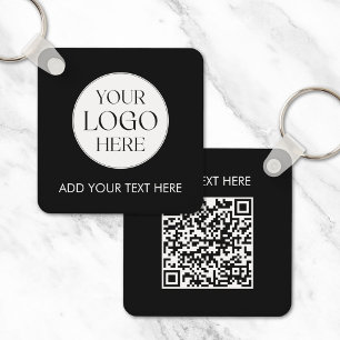Personalized Business Logo QR Code Modern Employee Keychain