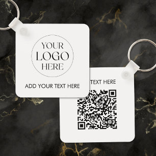 Personalized Business Logo QR Code Modern Employee Keychain