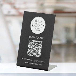 Personalized Business Logo QR Code Simple Modern Pedestal Sign