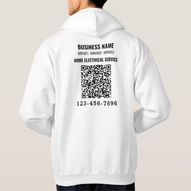 Personalized Business Logo QR code Work Outfit Hoodie (Back)
