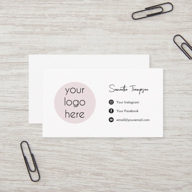 Personalized Business Logo Social Media  Business Card (Front/Back In Situ)