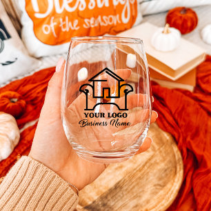 Personalized Business Logo Stemless  Wine Glass