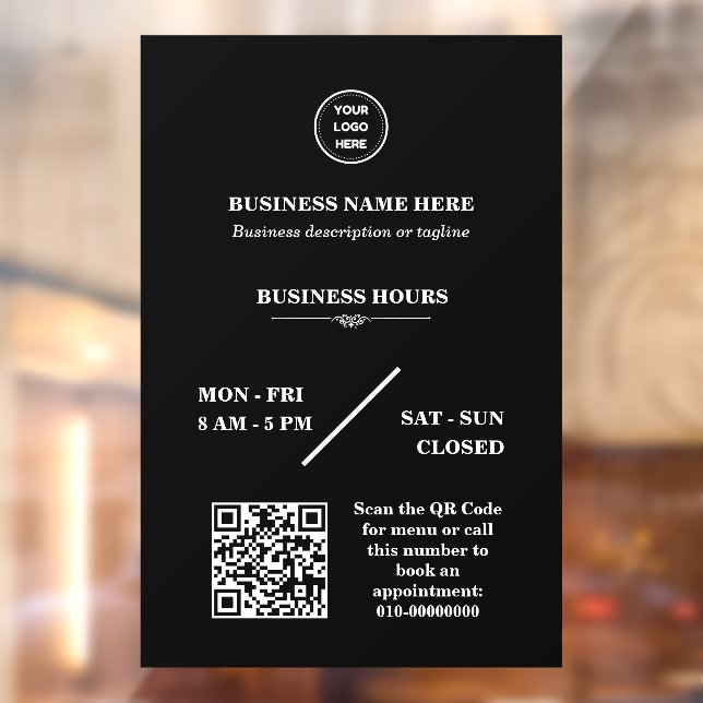 Personalized Business Logo Store Open Hours Door Window Cling (Sheet 2)
