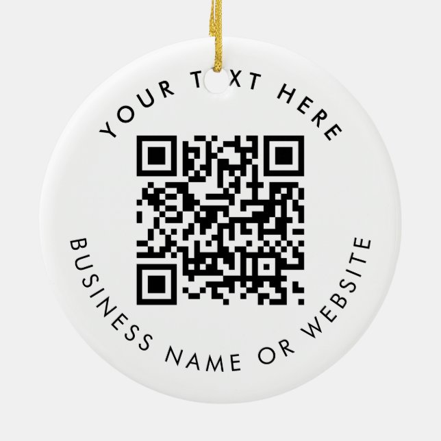 Personalized Business Logo Text QR Code Christmas Ceramic Ornament (Back)