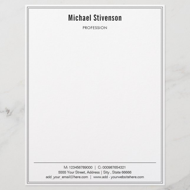 Personalized Business Modern Framed Letterhead (Front)