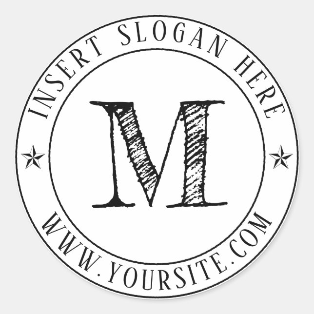 Personalized Business Monogram Round Classic Round Sticker (Front)