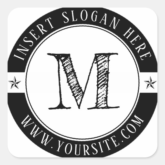 Personalized Business Monogram Round Square Sticke Square Sticker (Front)