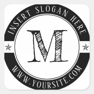 Personalized Business Monogram Round Square Sticke Square Sticker