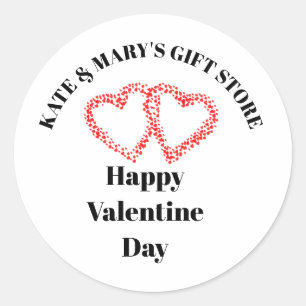 Personalized Business Name Happy Valentine's Day Classic Round Sticker