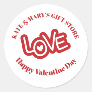 Personalized Business Name Happy Valentine's Day Classic Round Sticker