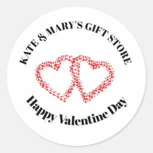 Personalized Business Name Happy Valentine's Day Classic Round Sticker