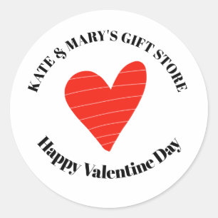 Personalized Business Name Happy Valentine's Day Classic Round Sticker
